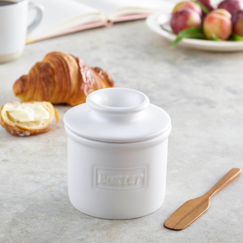 Butter Bell - The Original Butter Bell crock by L Tremain, a Countertop French Ceramic Butter Dish Keeper for Spreadable Butter, CafMatte Collection, White Matte - Image 2
